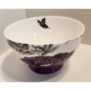 Purple Botanical Ceramic Floral Serving Bowl by Portobello By Inspire